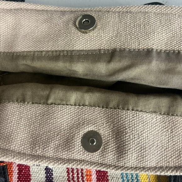 No Boundaries Caroline Multi Striped Boho Woven Cooler Tote Bag with Tassels - Picture 6 of 15